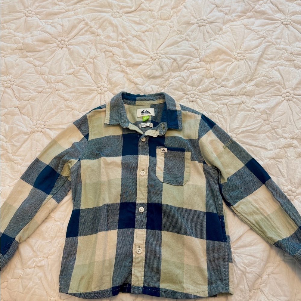 Quiksilver Boys Blue & Cream Plaid Button-Down Shirt